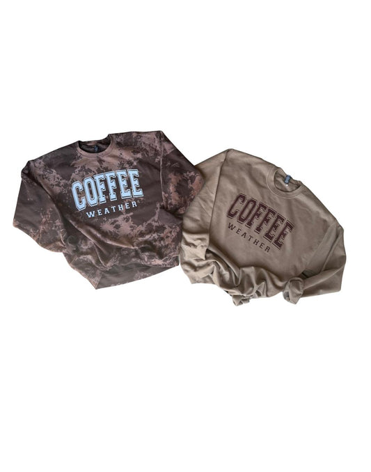 Adult size CREWNECK, Coffee Weather acid wash or solid crewneck Tops Sweatshirts Comfortable cute fall gift