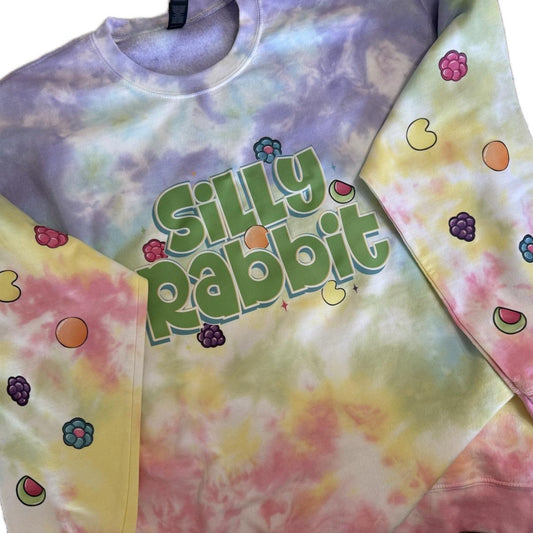 Silly rabbit, cereal, Easter is for Jesus , multi colored tiedye crewneck Tops Sweatshirts