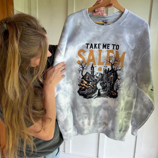 Take me to Salem Apparel - Crewneck Sweatshirt or Short-Sleeve T-Shirt for Halloween