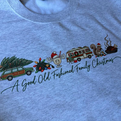A Good Old Fashioned Family Christmas Sweatshirt with Festive Design and Cozy Gray Color, retro christmas, nostalgic holiday Womenswear Hoodie