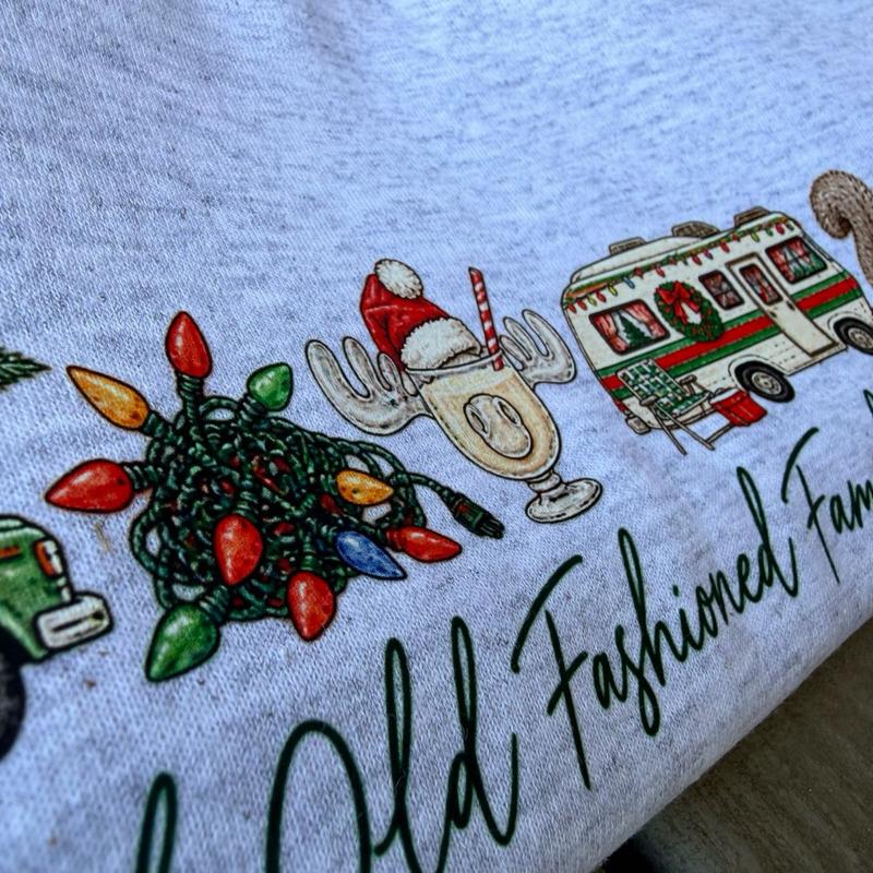 A Good Old Fashioned Family Christmas Sweatshirt with Festive Design and Cozy Gray Color, retro christmas, nostalgic holiday Womenswear Hoodie