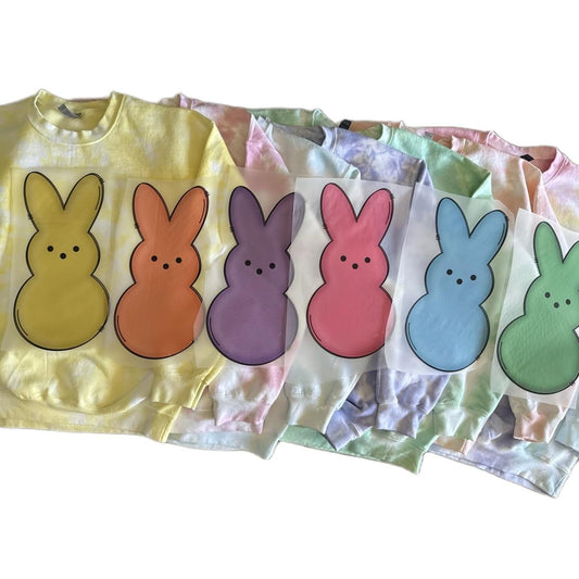 Adult size SHORT SLEEVE TSHIRT Easter, peeps, matching mom and me multi colored tiedye crewneck Tops Sweatshirts Comfortable