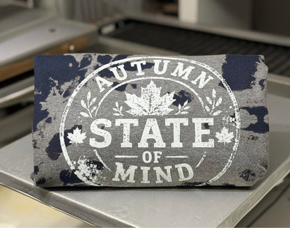 Autumn's State of Mind Sweatshirt - Navy vintage washed Design with Leaf Motif - Cozy and Comfortable cute fall gift