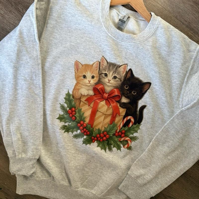 Christmas Kitten present nostalgia sweatshirt