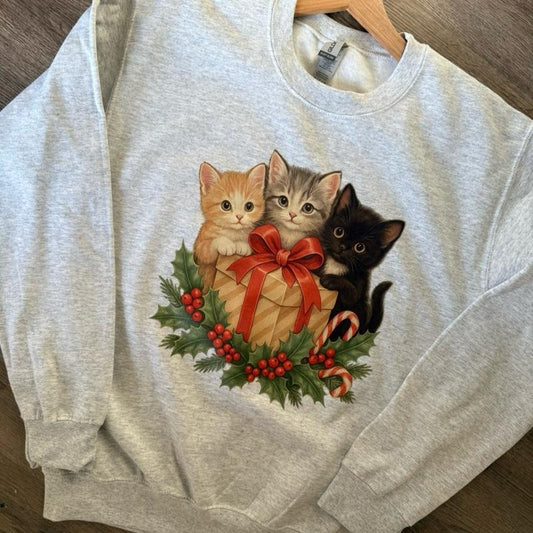 Christmas Kitten present nostalgia sweatshirt