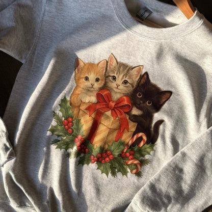Christmas Kitten present nostalgia sweatshirt