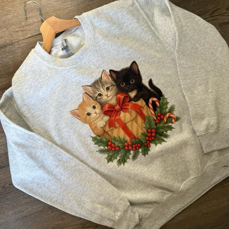 Christmas Kitten present nostalgia sweatshirt