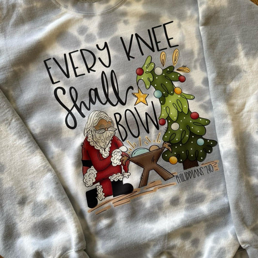 Every knee shall bow Christmas Santa Womenswear Lady Crewneck Round Neck