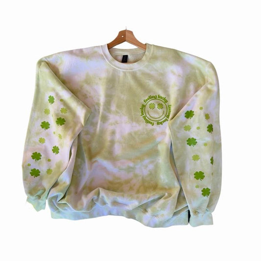 Feeling lucky Saint Patrick’s day tiedye crewneck Sweatshirt