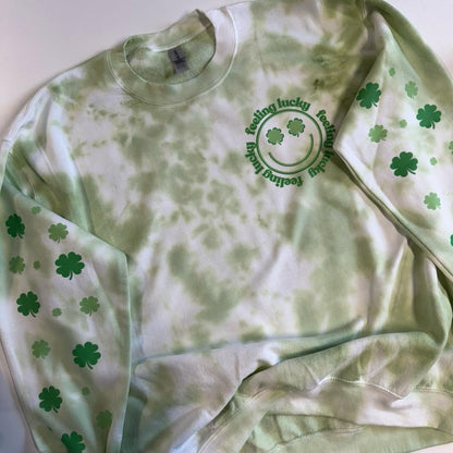 Feeling lucky Saint Patrick’s day tiedye crewneck Sweatshirt