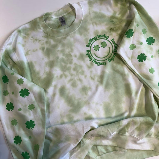 Feeling lucky Saint Patrick’s day tiedye crewneck Sweatshirt