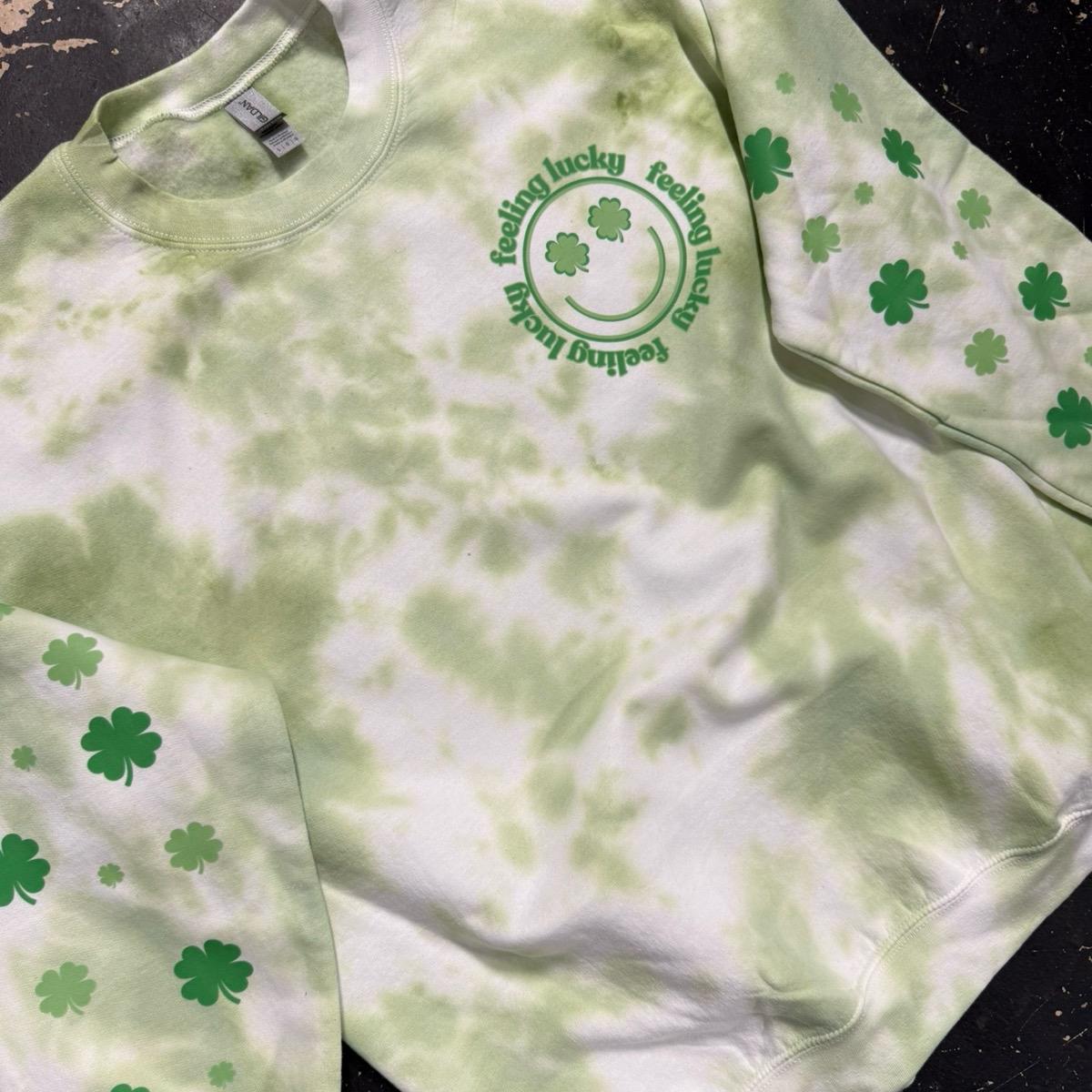 Feeling lucky Saint Patrick’s day tiedye crewneck Sweatshirt