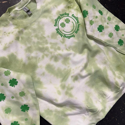 Feeling lucky Saint Patrick’s day tiedye crewneck Sweatshirt