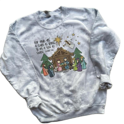 For unto us, a child is born. Nativity SHIRT/CREWNECK Cotton Casual