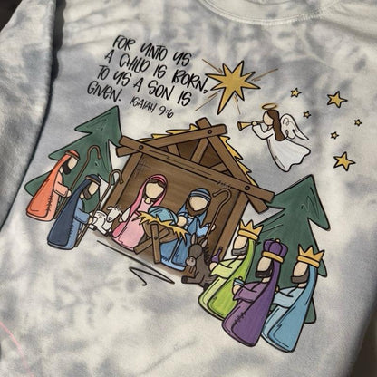 For unto us, a child is born. Nativity SHIRT/CREWNECK Cotton Casual