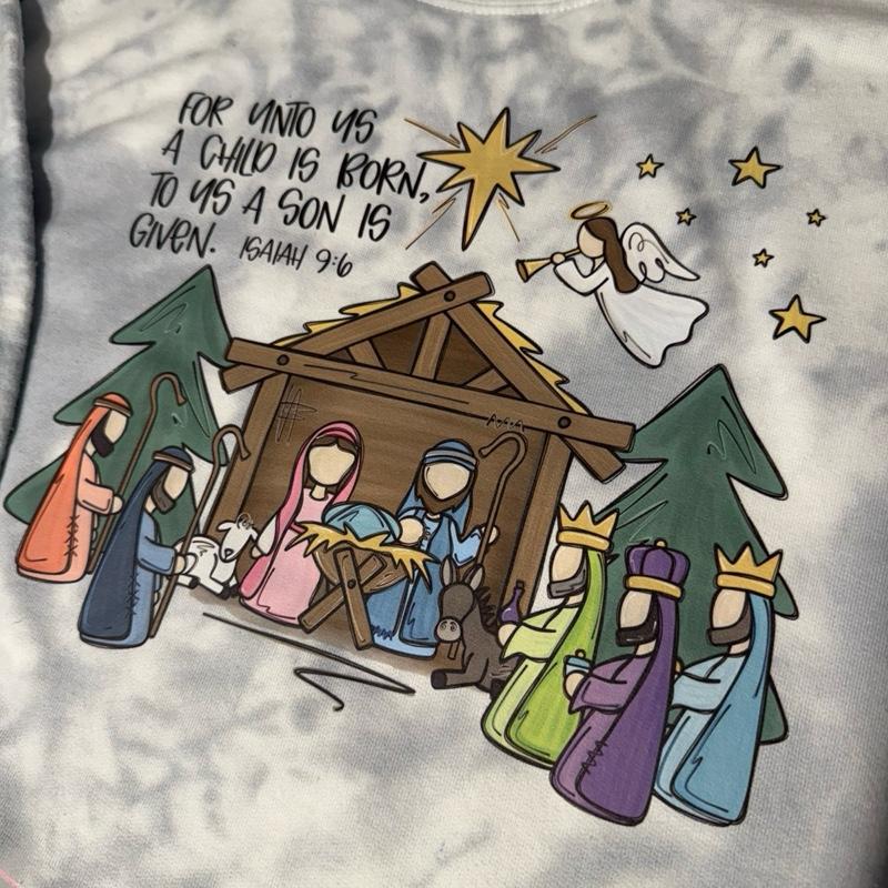 For unto us, a child is born. Nativity SHIRT/CREWNECK Cotton Casual
