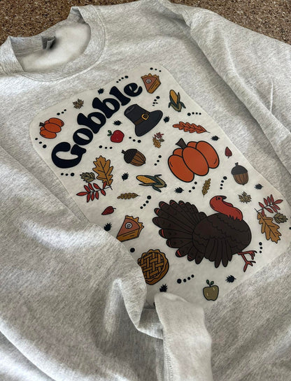 GOBBLE THANKSGIVNG CREWNECK Cotton Casual