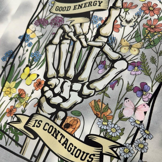 Good energy is contagious, skeleton hand crewneck Sweaters Tops Womenswear