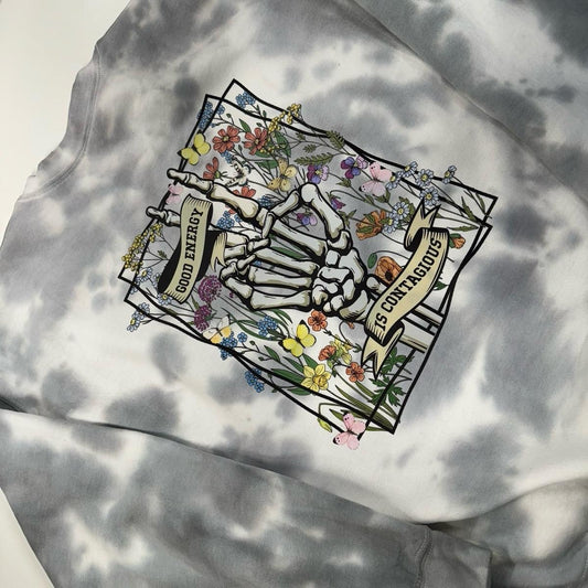 Good energy is contagious, skeleton hand crewneck Sweaters Tops Womenswear