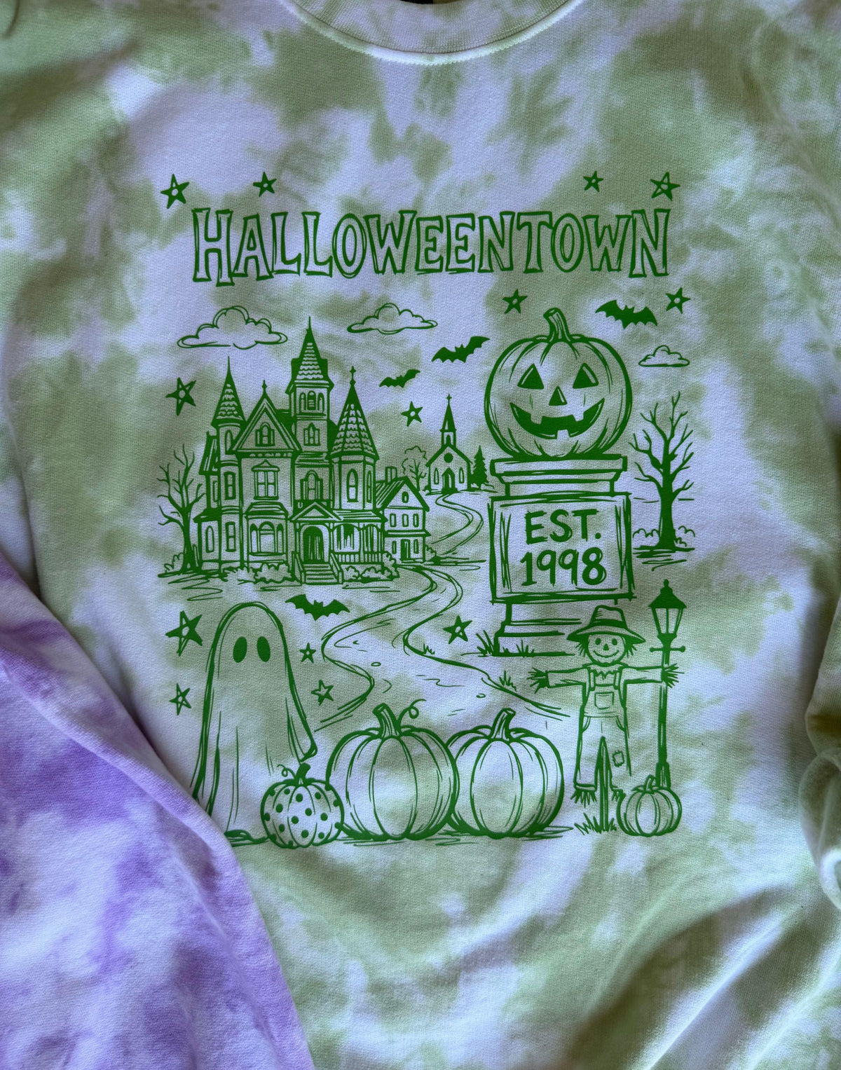 Halloween single color tiedye crewneck or short sleeve shirt cute fall gift