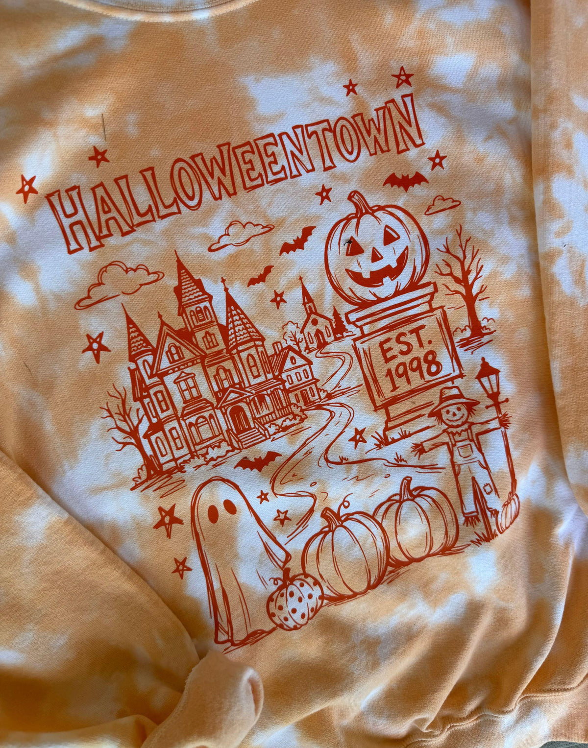 Halloween single color tiedye crewneck or short sleeve shirt cute fall gift