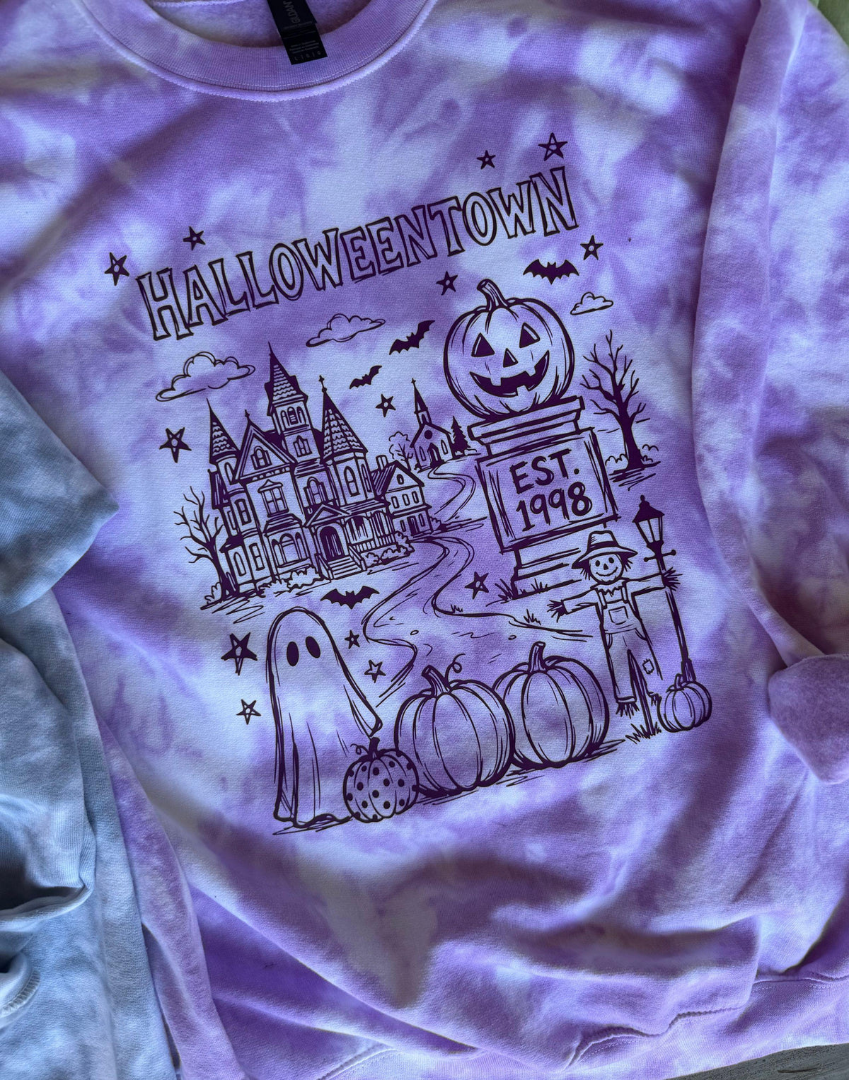 Halloween single color tiedye crewneck or short sleeve shirt cute fall gift
