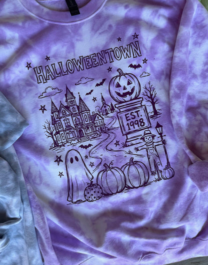 Halloween single color tiedye crewneck or short sleeve shirt cute fall gift