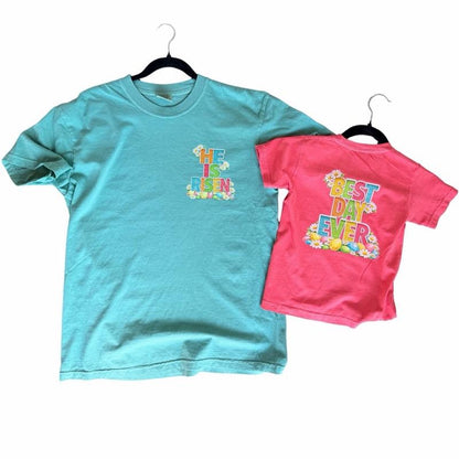 He is risen, best day ever! Front and back design, youth and adult sizes. Matching family shirts