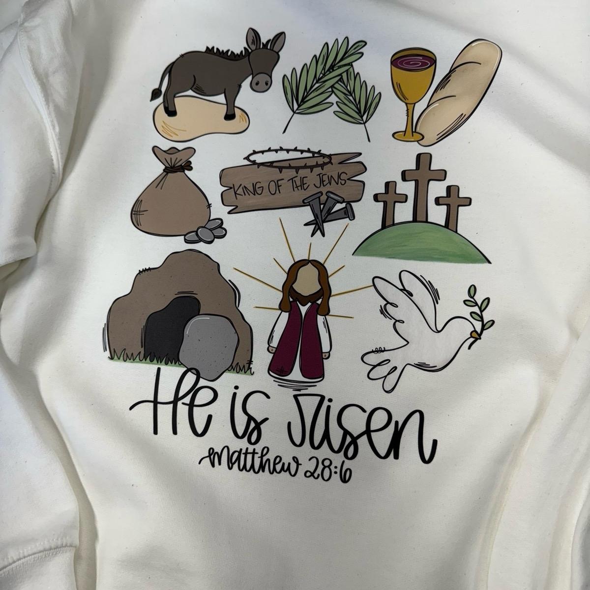 He is risen Easter crewneck or tshirt Tops Sweaters