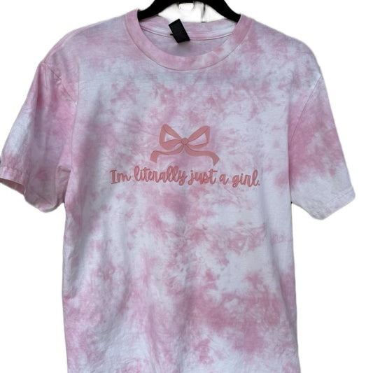 I’m literally just a girl , pink colored tiedye crewneck Tops Sweatshirts short sleeve tshirt