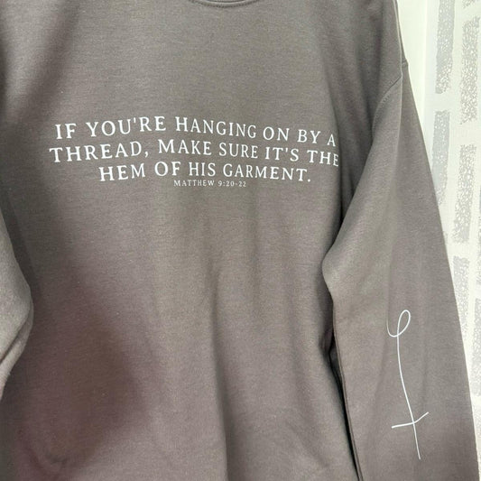 If you’re hanging by a thread make sure it’s the hem of his garment crewneck. Arm sleeve design