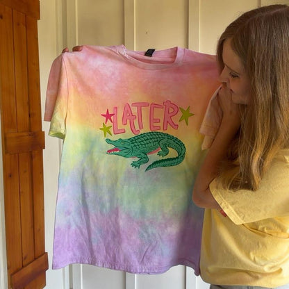 Later gator after while crocodile tiedye tshirt/crewneck