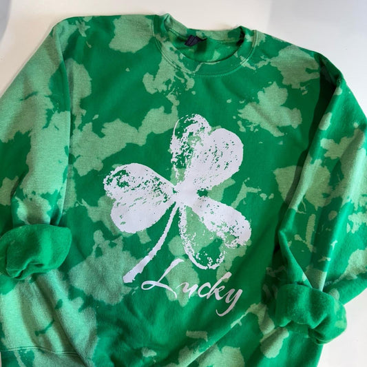 Lucky clover Acid washed Saint Patrick’s day crewneck Tops