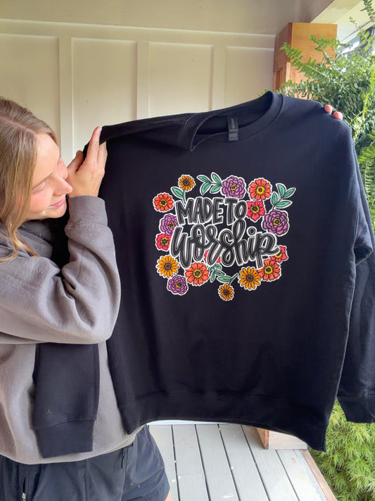 Made to Worship Floral Design Sweatshirt for Women Comfortable and Stylish