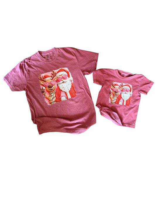 Matching Mom and Me Santa Claus Design T-Shirts for Family Matching Outfits