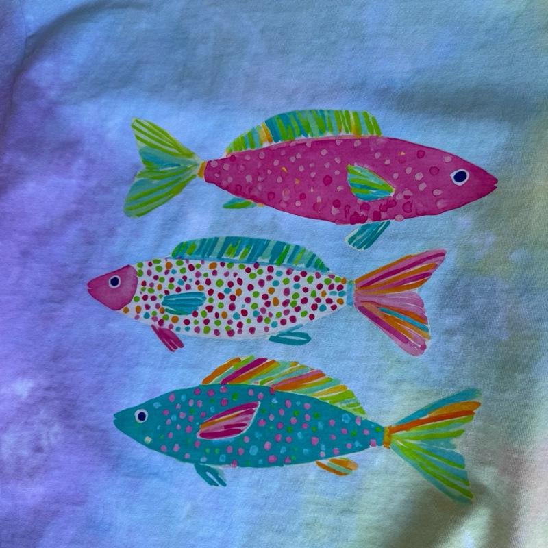 rainbow trout tiedye shirt Summer