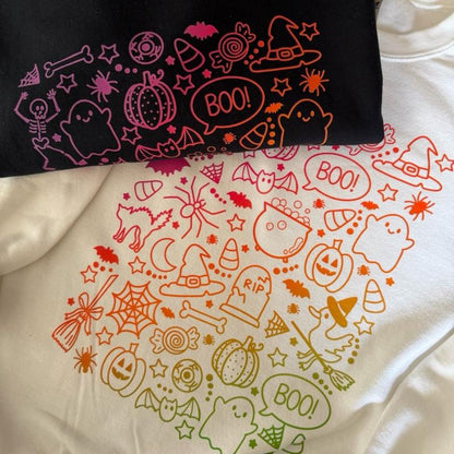 Retro neon halloween doodle , cute spooky crewneck or tshirt
