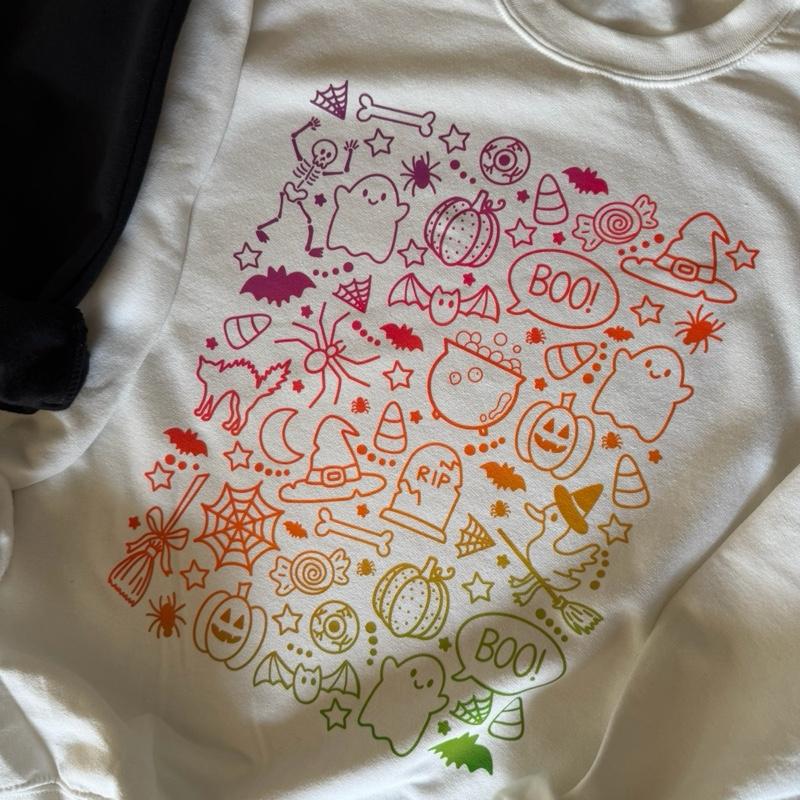 Retro neon halloween doodle , cute spooky crewneck or tshirt