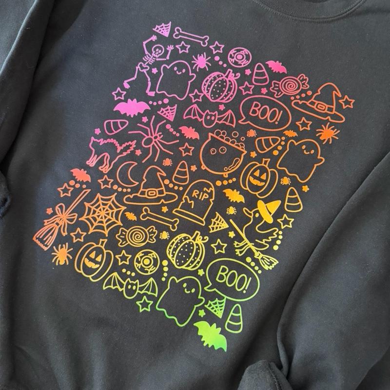 Retro neon halloween doodle , cute spooky crewneck or tshirt