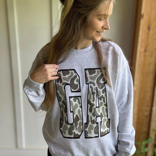 State initials camo (we have all 50 states) CREWNECK Cotton Casual Pullover