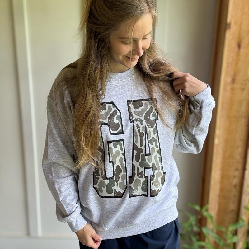 State initials camo (we have all 50 states) CREWNECK Cotton Casual Pullover