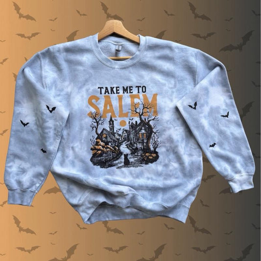 Take me to Salem Apparel - Crewneck Sweatshirt or Short-Sleeve T-Shirt for Halloween