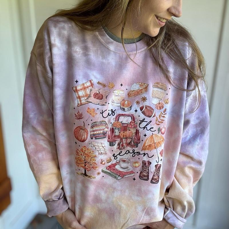 tis the season autumn fall inspired, pumpkin and apples TIEDYE Cotton Tops