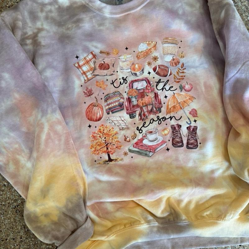 tis the season autumn fall inspired, pumpkin and apples TIEDYE Cotton Tops