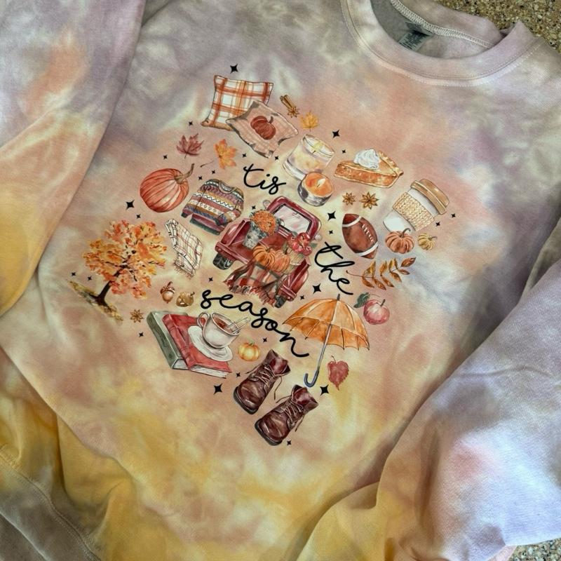 tis the season autumn fall inspired, pumpkin and apples TIEDYE Cotton Tops