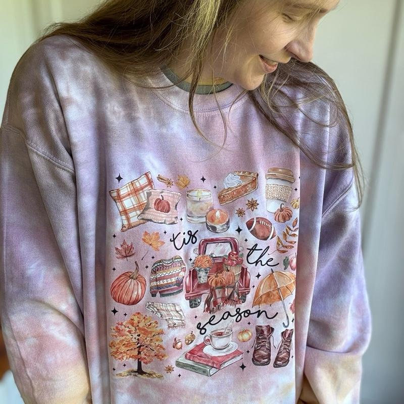 tis the season autumn fall inspired, pumpkin and apples TIEDYE Cotton Tops