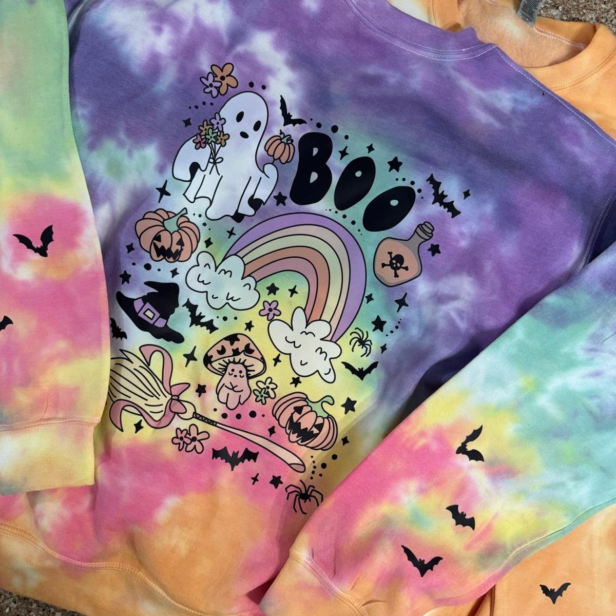 Updated 2024 Spooky ghost Halloween TIEDYE Cotton Tops