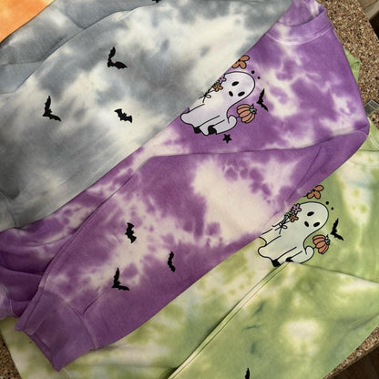 Updated 2024 Spooky ghost Halloween TIEDYE Cotton Tops
