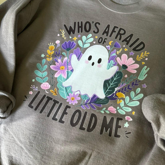 Who’s afraid of little of me. Halloween Edition Spooky ghost. Cute ghost. Tshirt short sleeve Womenswear